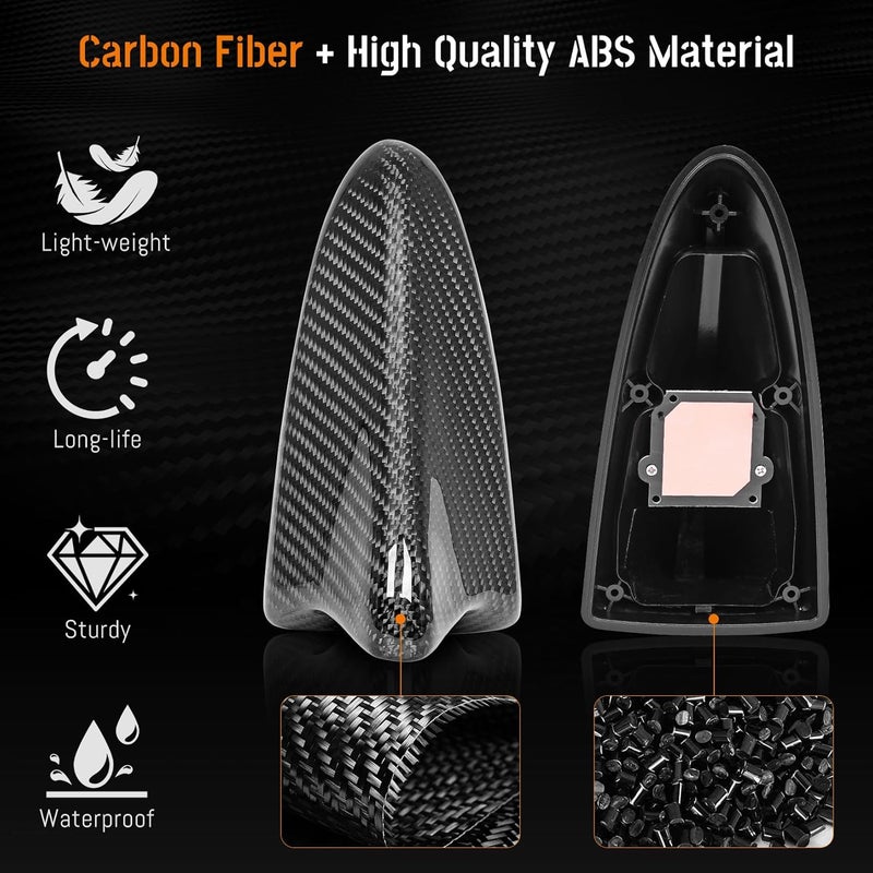 AMSPRAC Real Carbon Fiber Shark Fin Antenna Cover,Car Roof Antenna Caps fit for Kia Optima 2014-2020,Sonata 2015-2019,Genesis Sedan G80 2015-2017,Genesis Coupe 2013-2015,Elantra Sedan 2011-2016 - Image 3